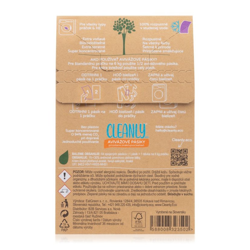 Cleanly Eco Avivážní pásky Levandule, 64 pracích dávek