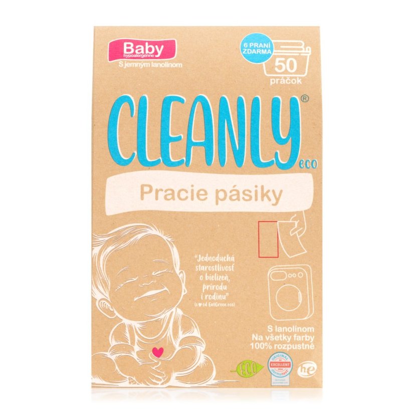 Cleanly Eco Pracie pásiky BABY s lanolínom, 50 praní
