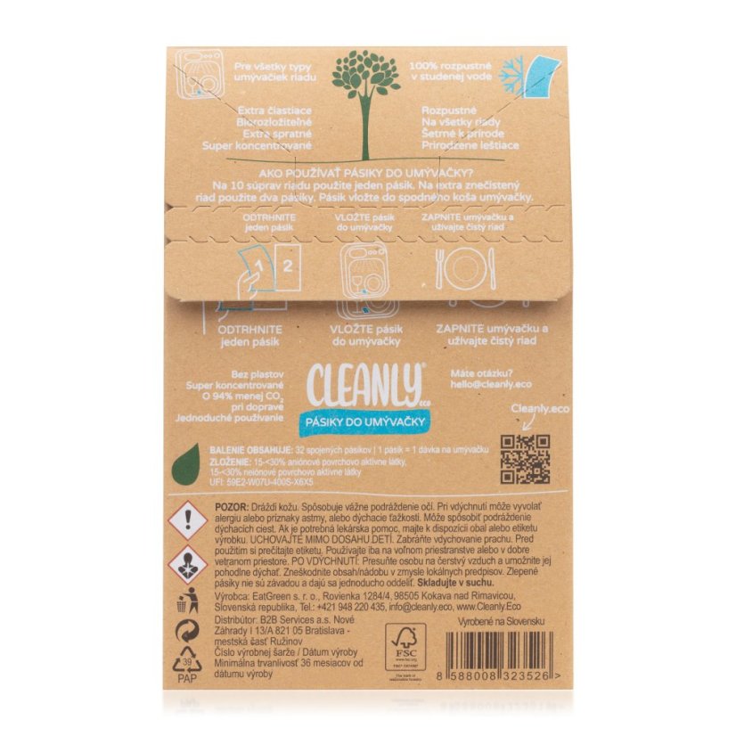 Cleanly Eco Pásiky do umývačky 3v1, 64 dávok