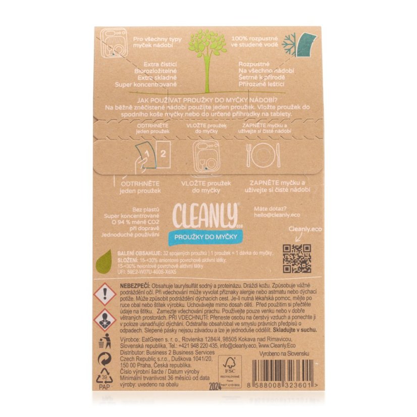 Cleanly Eco Pásiky do umývačky 3v1, 64 dávok
